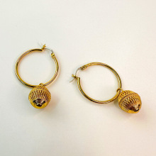 灯笼造型耳环18K铜镀真金复古国潮风镂空个性立体设计几何耳圈女