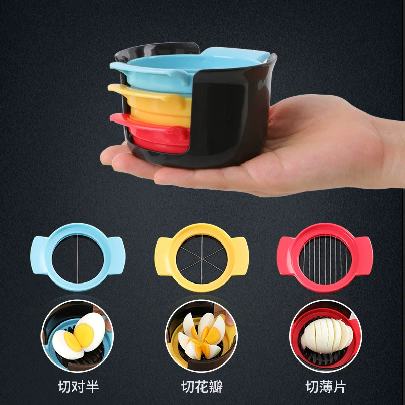 3-in-1 Egg Cutter, Stainless Steel Blades, Compact 11.25 cm Slicer for Eggs, Fruit & Tofu