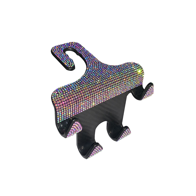 Nuevo coche diamante incrustado multi-funcional doble gancho coche creativo trasero reposacabezas gancho titular del teléfono móvil para el coche