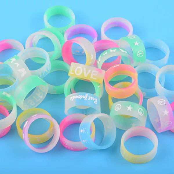 Cross-Border 0.8cm Luminous Ring Creative Personalized Trendy Ring for Men, Women, and Children Silicone Ring E-Cigarette Accessories