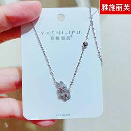 雅施丽芙银饰品S925新款镶钻气质优雅短款银项链锁骨链女5253Y