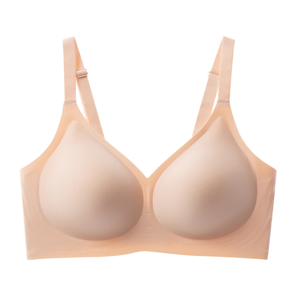 Women's Cotton Silk Satin Solid Bra For Casual Seamless Jelly Like Wireless Bra Plus Size Push Up Lifting Comfortable Wire Free_voghion.com