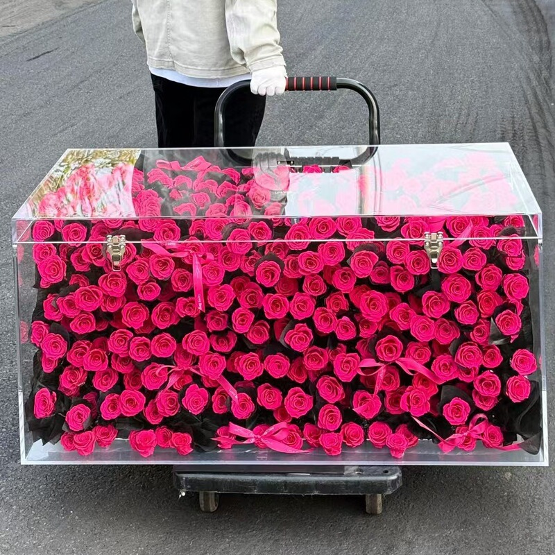 Factory straight hair rose eternal flower giant luggage high sense flower box for girlfriend girlfriends birthday gift wholesale