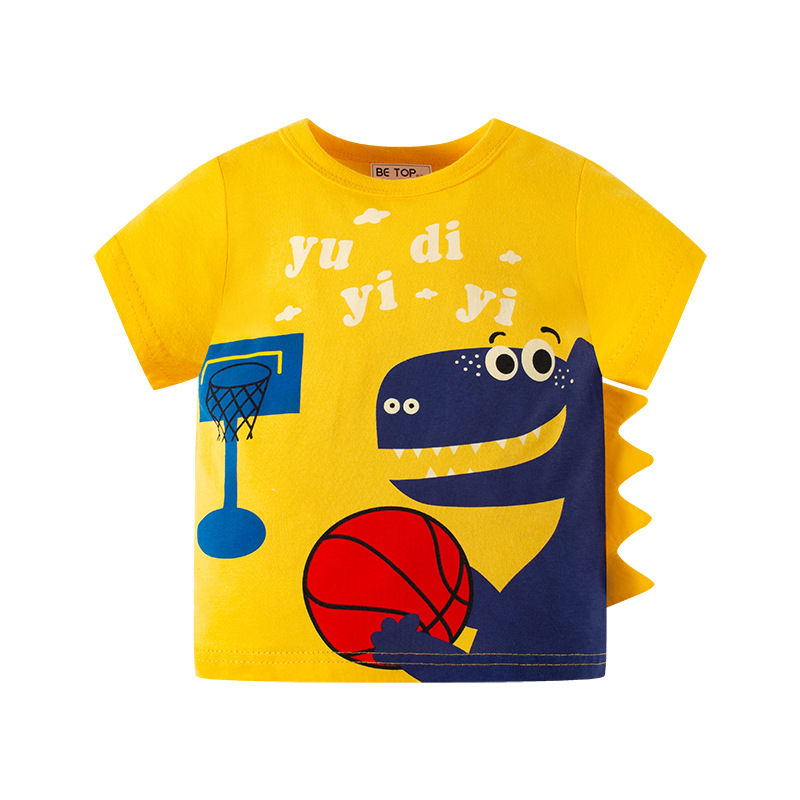 Ser superior ropa para niños camiseta para niños verano coreano dibujos animados dinosaurio bebé superior puro algodón INS suministro directo de fábrica entrega