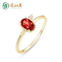 轻奢百搭丘比特之箭戒指S925银爱心石榴石钻戒通勤批发直播专供