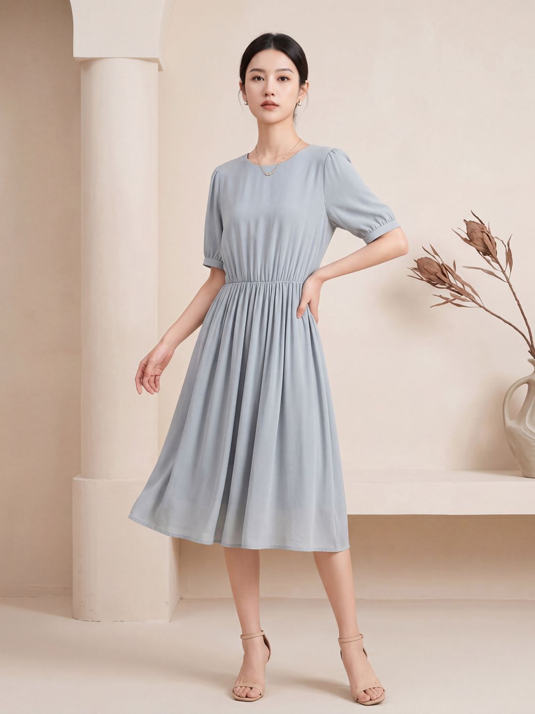 Summer silk white dress