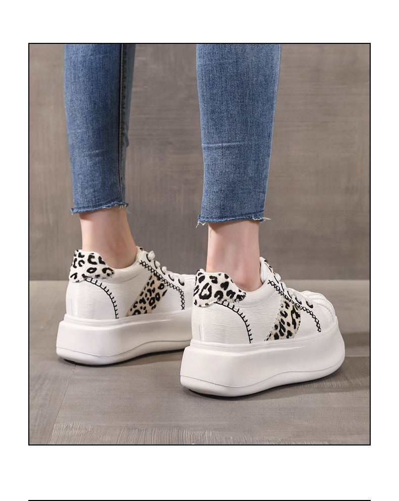Giày sneaker nữ đế dày tăng chiều cao phong cách thể thao — Trắng hồng chi tiết 16