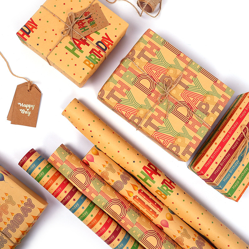 Nuevo Amazon Feliz cumpleaños papel de regalo del Día DE LOS Niños DIY papel libro de papel 80g papel Kraft