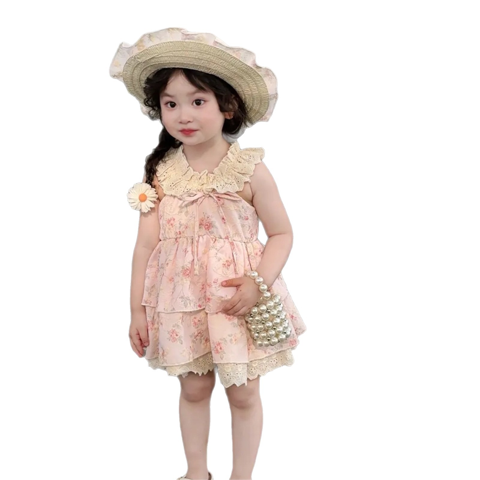 [Xianning Seven] Vestido floral de manga voladora dulce francés suave para niñas, cintura, princesa delgada, nuevo estilo de verano