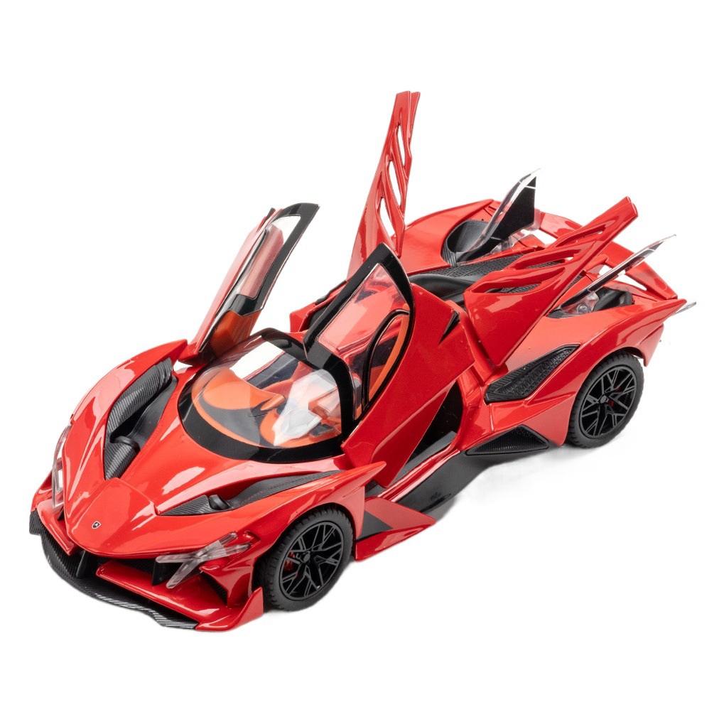 Nuevo modelo de coche de aleación Haodi 1:24 Apollo sol Dios deportivo coche sonido y luz Tire hacia atrás coche de juguete modelo de música adornos