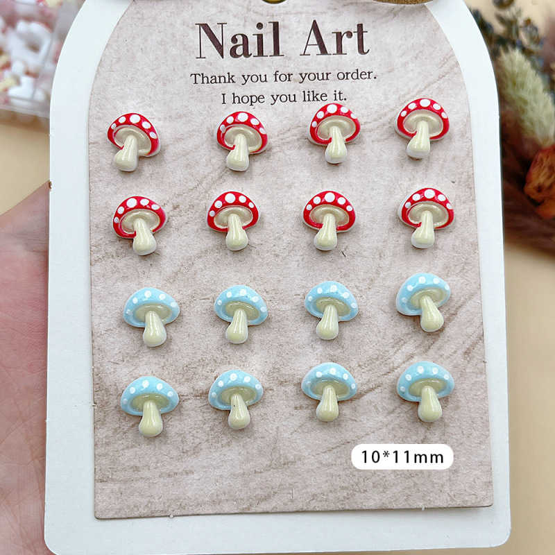 Trendy Resin Nail Art Accessories, Realistic Mushroom DIY Nail Decorations, Earrings, Phone Case, Wearable Nail Accessories