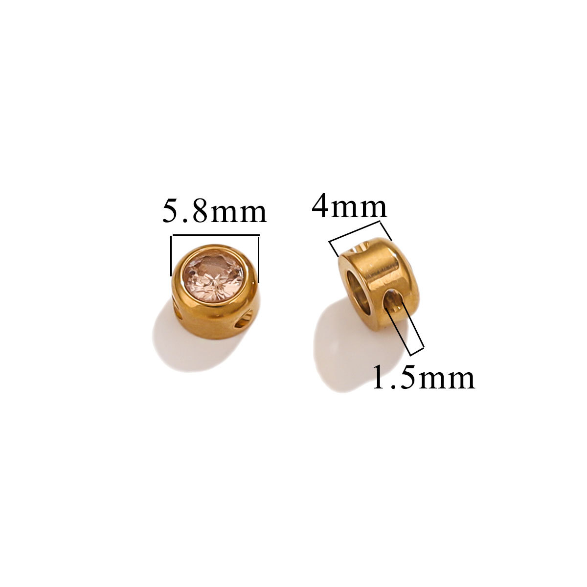 Nuevo redondo U perforación cuentas de acero inoxidable galvanizado cuentas DIY acuarela de color diamante accesorios de collar de 6 mm