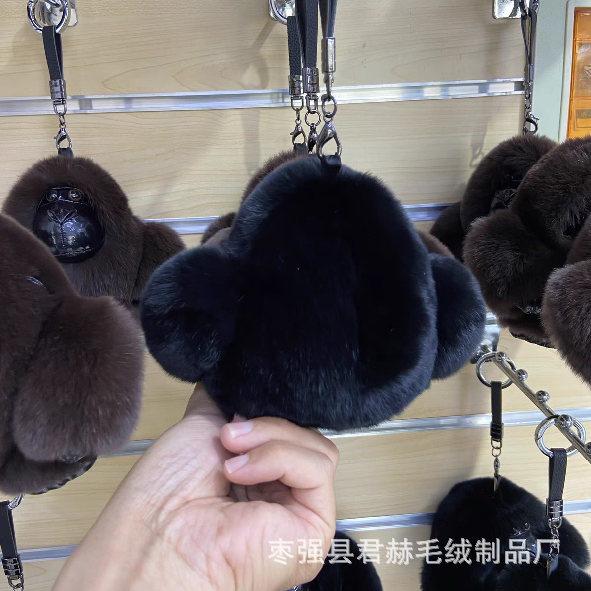 Colgante de llavero de coche de gorila de piel de conejo Rex lindo muñeco de peluche de alta gama colgante de mochila escolar regalo