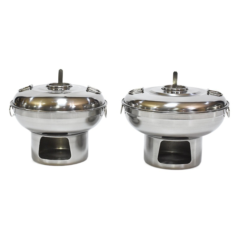 Supply cross-border stainless steel charcoal hot pot portable old Beijing one-person small hot pot Net red dry ice hot pot