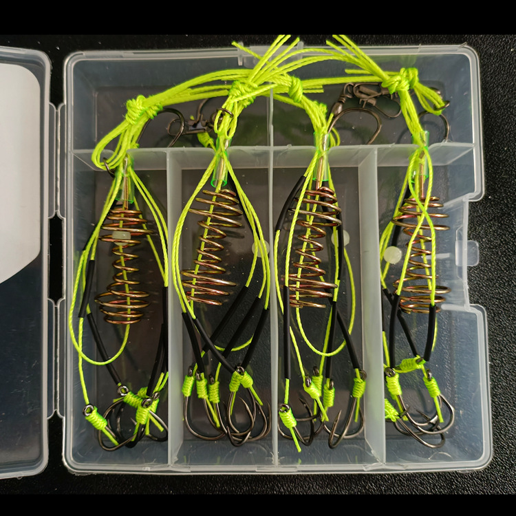 Gancho de explosión de carpa plateada en caja al por mayor tubo de gancho de explosión de manguera anti-bobinado Fu isini equipo de pesca de anzuelo fluorescente