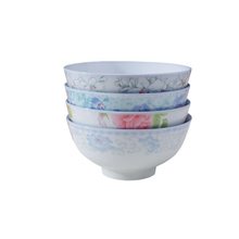 红杜鹃老式碗家用陶瓷米饭5寸饭碗10个装吃饭农村怀旧小碗振尾荣