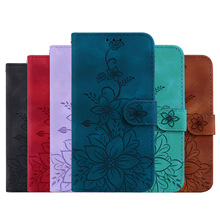 适用传音Tecno Spark10百合花压花手机皮套Camon18压纹插卡保护套