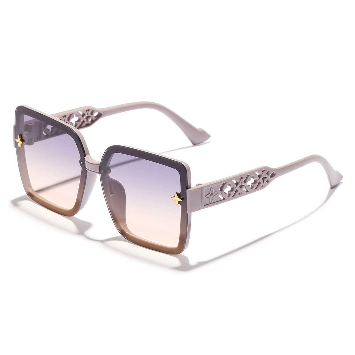 Nuevo estilo coreano elegante marco trébol hueco-fuera de oro beige uñas moda personalidad moda desgaste esencial luz lujo gafas de sol