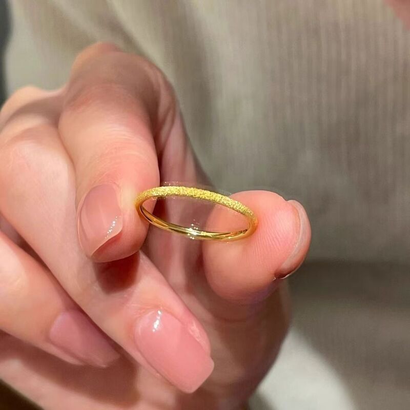 Mini Full-Circle Fine Glitter Starry Frosted Titanium Steel Ring That Does Not Fade, Exquisite Stacking Ring, Simple Whitening Ring Mini Full-Circle Fine Glitter Starry Frosted Titanium Steel Ring That Does Not Fade, Exquisite Stacking Ring, Simple Whitening Ring