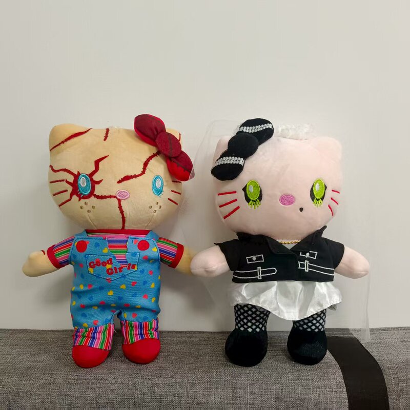 クリアランスロシアの人気のzxc猫ぬいぐるみホラー黒と白の歯が立つ猫ハロウィンぬいぐるみ|undefined