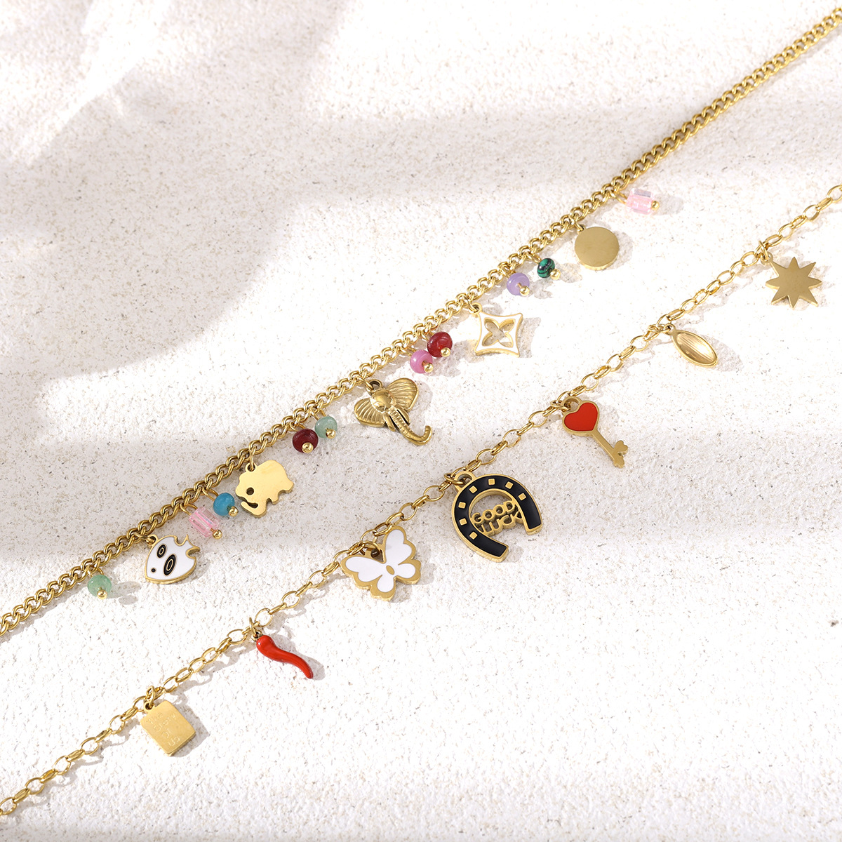 Collar de acero inoxidable TENA lujo ligero de alto nivel colorido colgante de goteo de aceite clavícula joyería de venta caliente transfronteriza