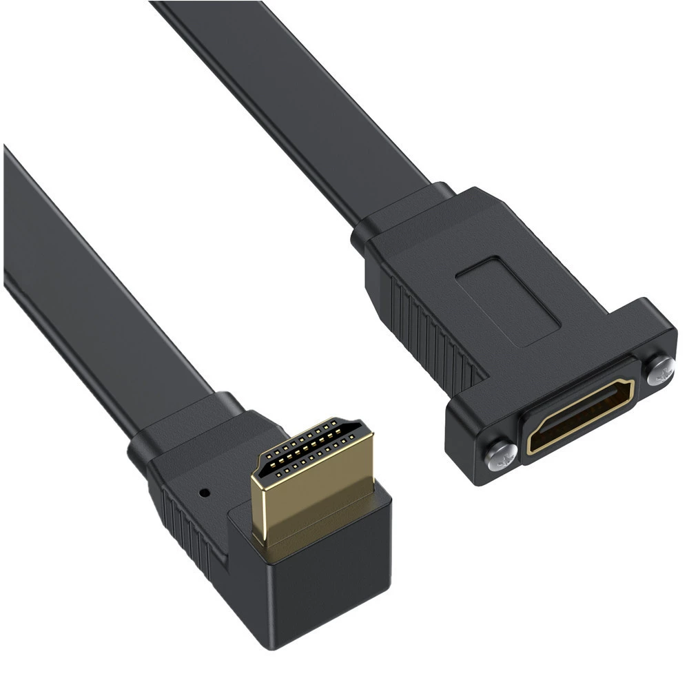 Плоский удлинительный кабель HDMI 2.0 с фиксированной панелью, подключение штекера, поддержка 4K 60Hz