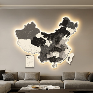 Living room sofa background wall hanging painting company office study luminous painting China map decorative painting high-grade three-dimensional