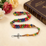 现货玫瑰经彩色十字架项链玫瑰Rosary祈祷念珠复活节礼物跨境饰品