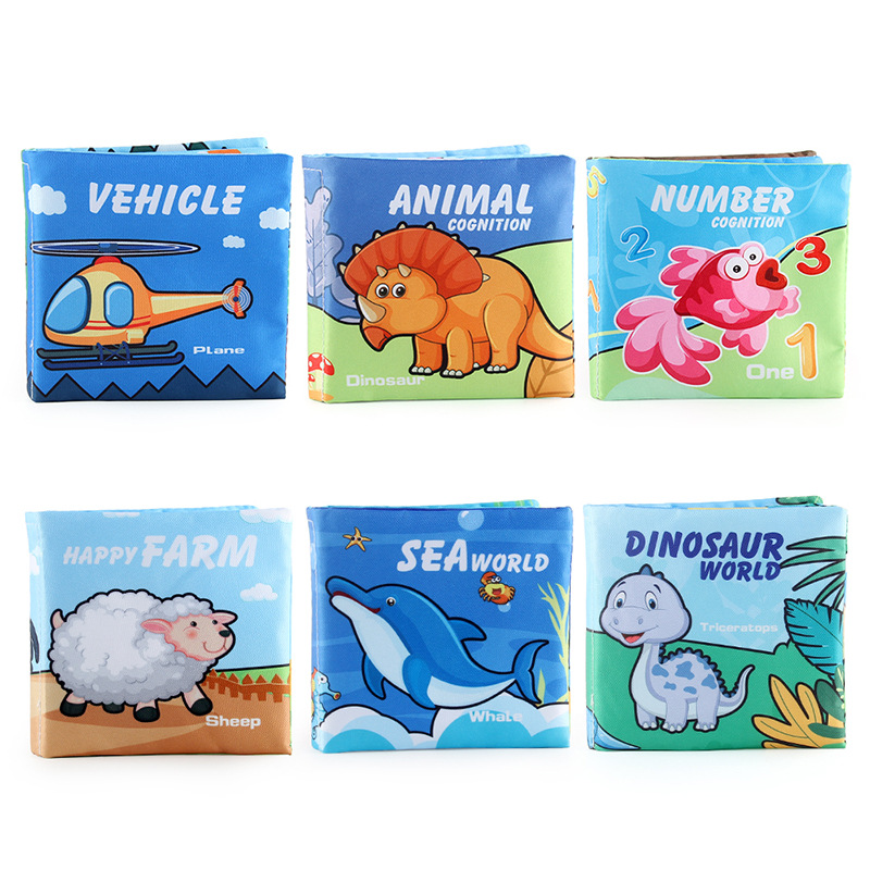 Bebé transfronterizo libro de tela desgarrable juguete 4 páginas 8 lados educación temprana cognición lavable desgarrable Palm libro de tela papel de llamada