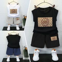 Boys Summer Vest Short Sleeve Set 2023 New Sleeveless Baby Cotton Trendy Children's Street Fried Cool Clothes Trendy