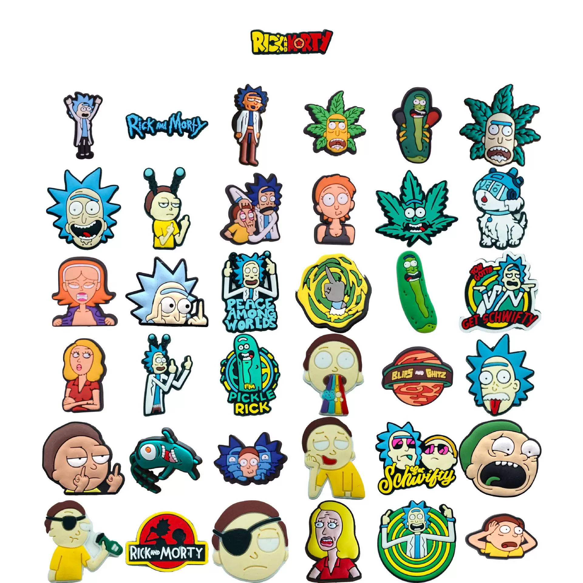 Туфли серии Rick 36 с пряжкой, цветочные украшения, симпатичные туфли с мультяшным принтом, трансграничные хиты продаж, пластиковые туфли из ПВХ и ПВХ
