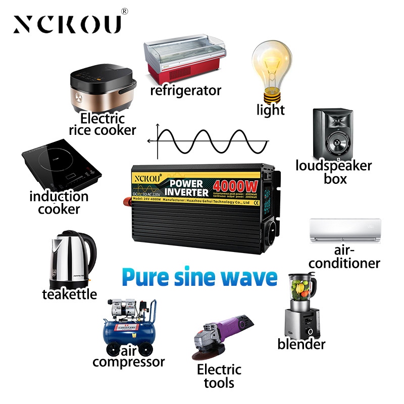 Inverter sinusoidal puro suministrado directamente por el fabricante 12v24v48v60v 220v inverter montado en automóviles de alta potencia