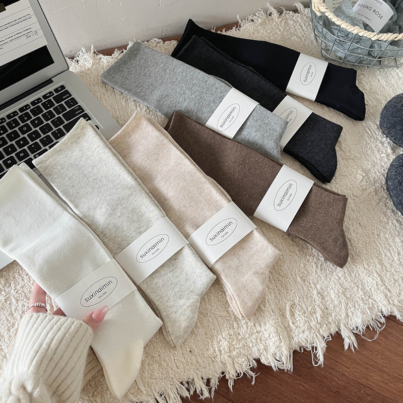 Suxinaimin Pressure Calf Socks Autumn and Winter Women's Slimming Look Beautiful Legs Pile Stockings Cotton with Boots Knee Socks