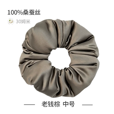 Silk Hair Accessory, Saç üçün rezinlər - old-money-brown-7cm-30-momme-6a-grade-mulberry-silk