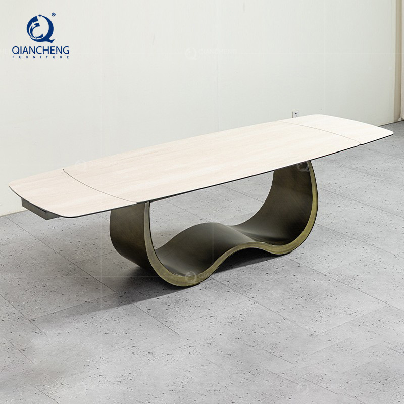 Mesa de Comedor Extensible de Pizarra hasta 2.8 Metros de Acero Inoxidable Plegable para Restaurante image 7