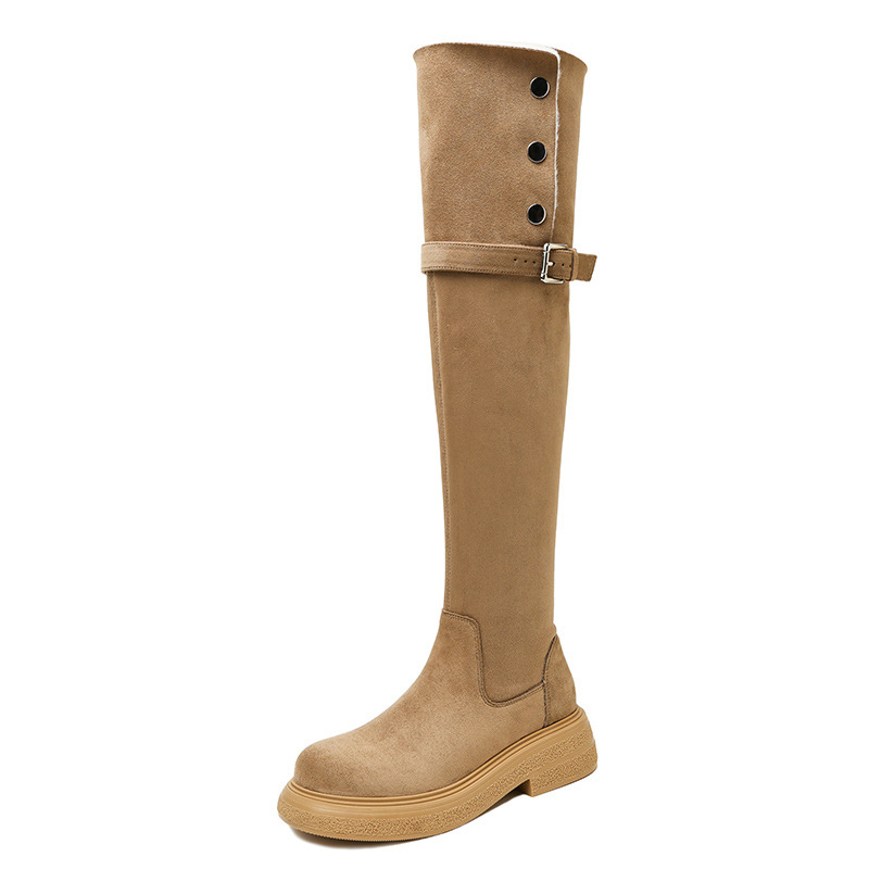 Overknee-Stiefel Damen Overknee-Stiefel Herbst/Winter Plateau Maillard Overknee-Stiefel Braune Ritterstiefel_voghion.com