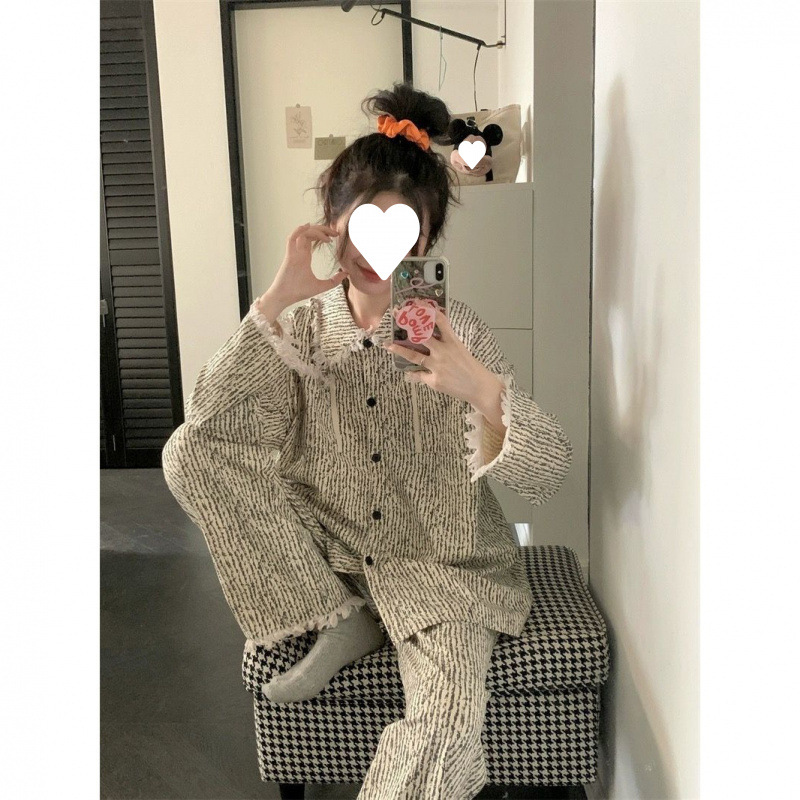 파자마 INS 고가 학생 긴팔 바지 파자마 여성 봄과 가을 새로운 술 홈 옷 정장