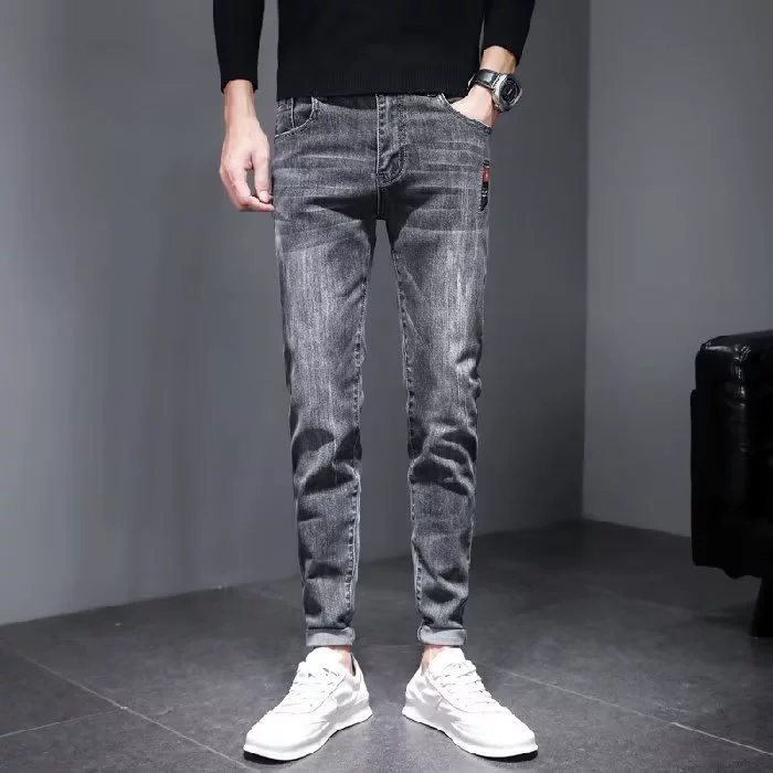 Jeans, thin trend elastic trousers, Korean style