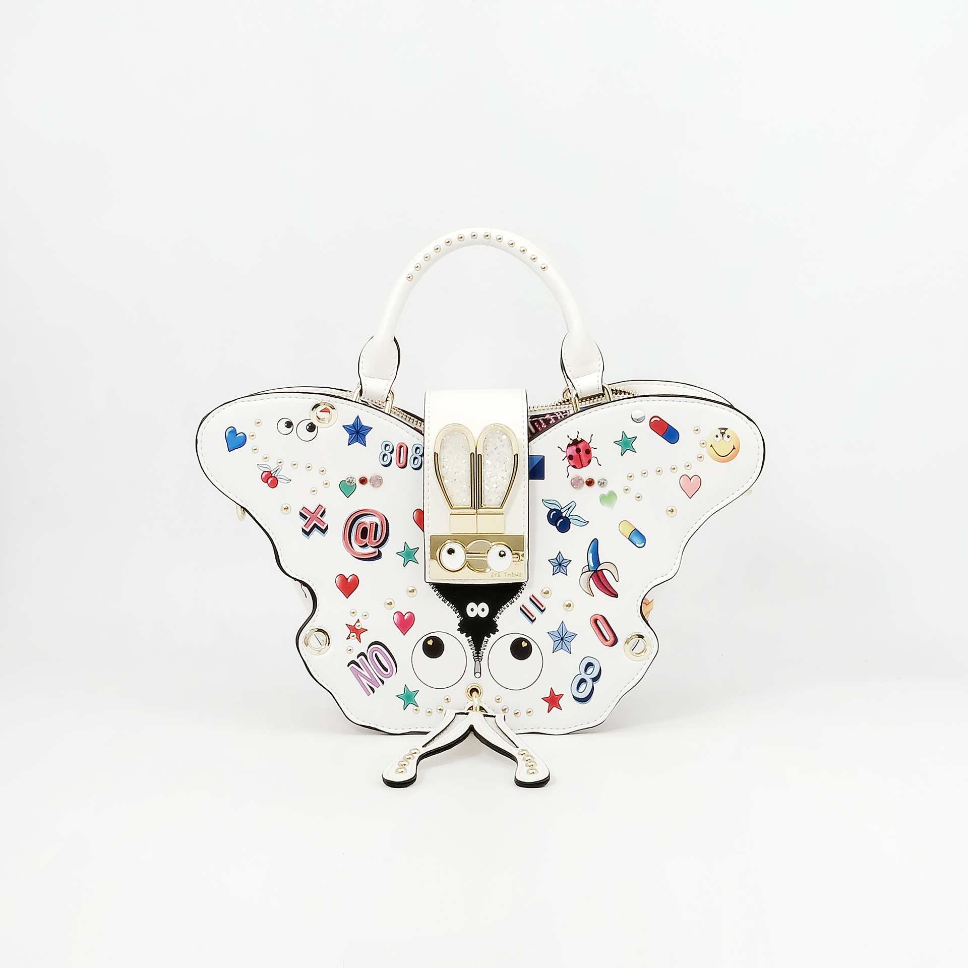 Diseño noble de mujer mariposa impresa bolsa de bloqueo diosa bolso de doble clic multipropósito 2642 #