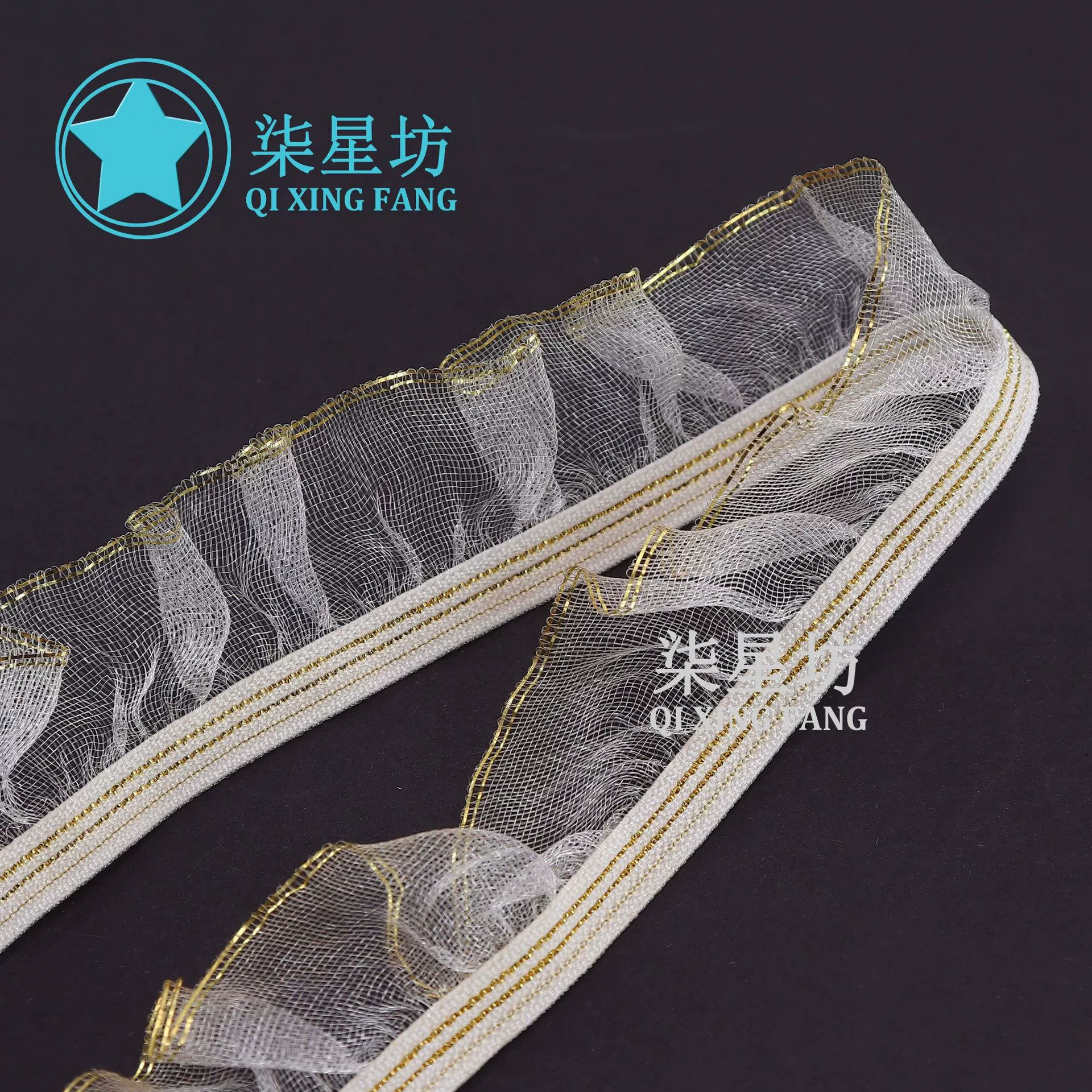 2.5CM однонаправленный стекловолосый грибок кружевной плюс золотой шелковый эластин с кружевным аксессуаром Muer