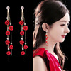 Long earrings with tassels, flowered, simple and elegant design, wholesale