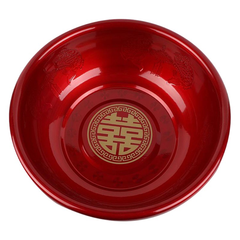 Wedding Celebration Basin, Special Wedding Basin, Embossed Crystal Thickened Metal Festive Red Basin, Wedding Red Wash Basin