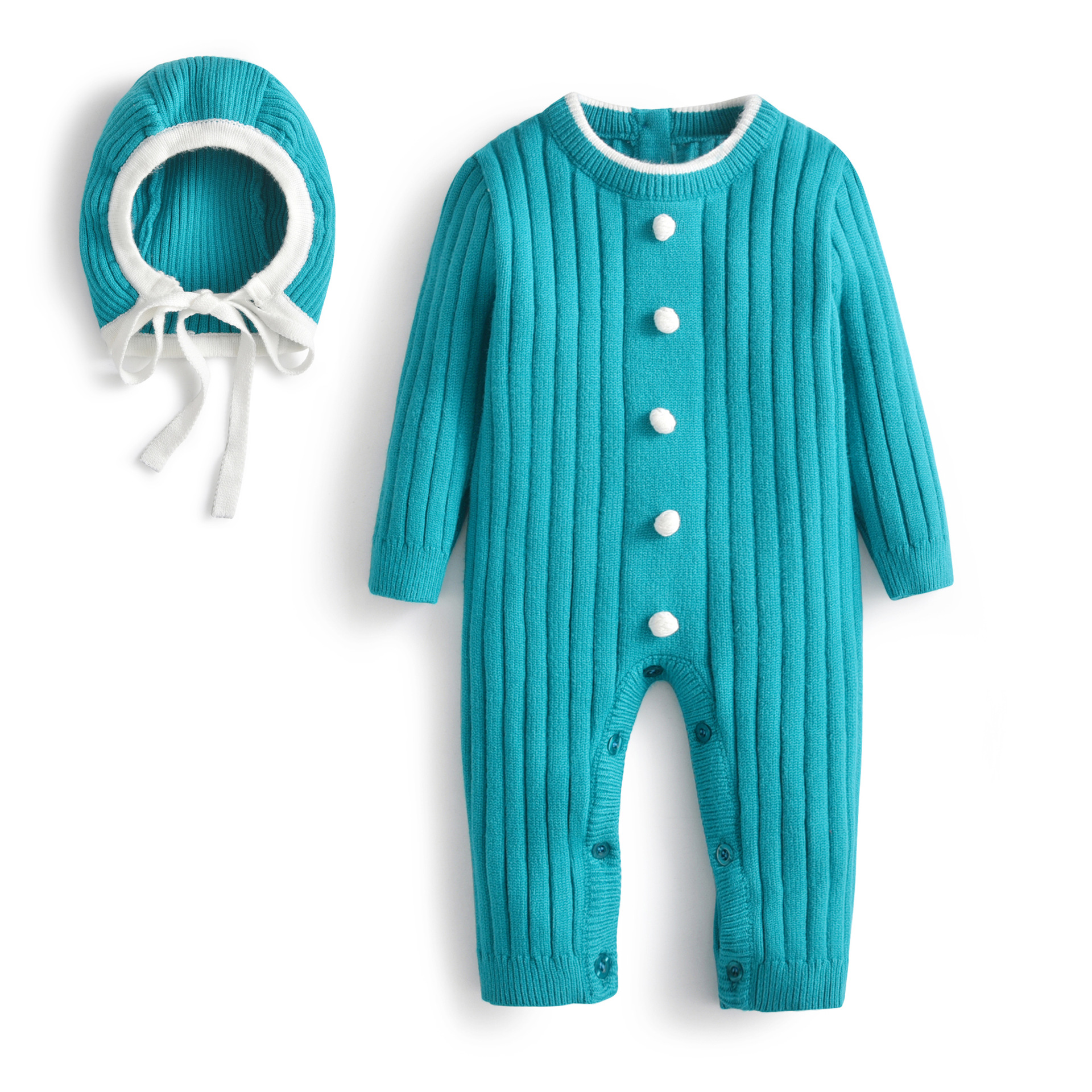 AliExpress transfronteriza de otoño e invierno bebé de punto mameluco británico suéter mono bebé lana con capucha ropa para niños mameluco