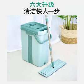 厂家批发 刮刮懒人乐三代大号免手洗平板拖把 干湿两用拖布桶套装