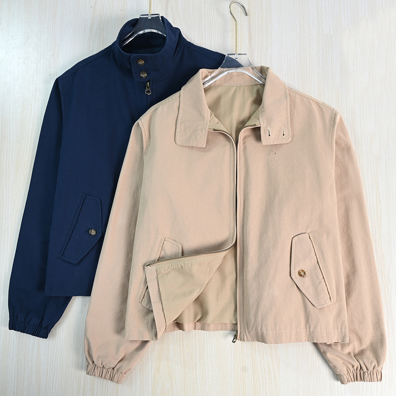 Siqi Women's 2510/09 American Single Embroidery Cotton Two-Button Stand Collar Casual Jacket