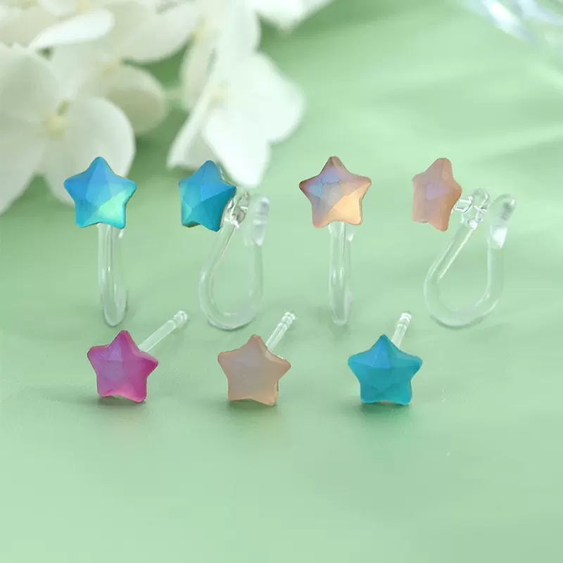 原创小巧可爱树脂耳钉个性清新百搭冷淡风无耳洞耳夹简约耳饰新款