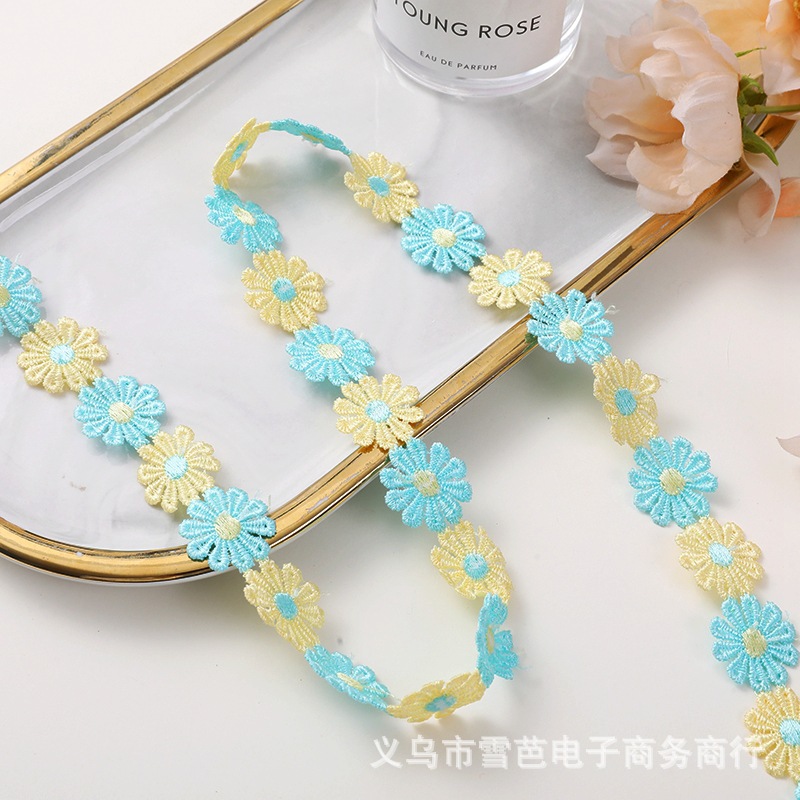 Nuevo punto bordado encaje soluble en agua DIY de dos colores pequeño encaje ropa infantil encaje ropa accesorios encaje