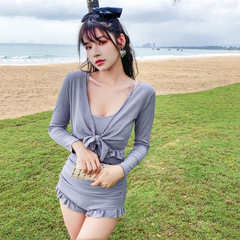 Women's 2021 New Style One-Piece Triangle Sexy Long Sleeve Two-Piece Set Slimming Student Fairy Style Hot Spring Swimming Suit