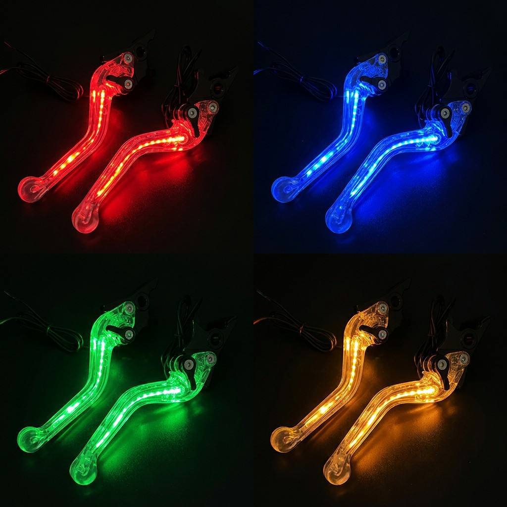 Motorcycle LED lighted brake modified handle CG125 front disc brake rear drum clutch accessories handlebar grips