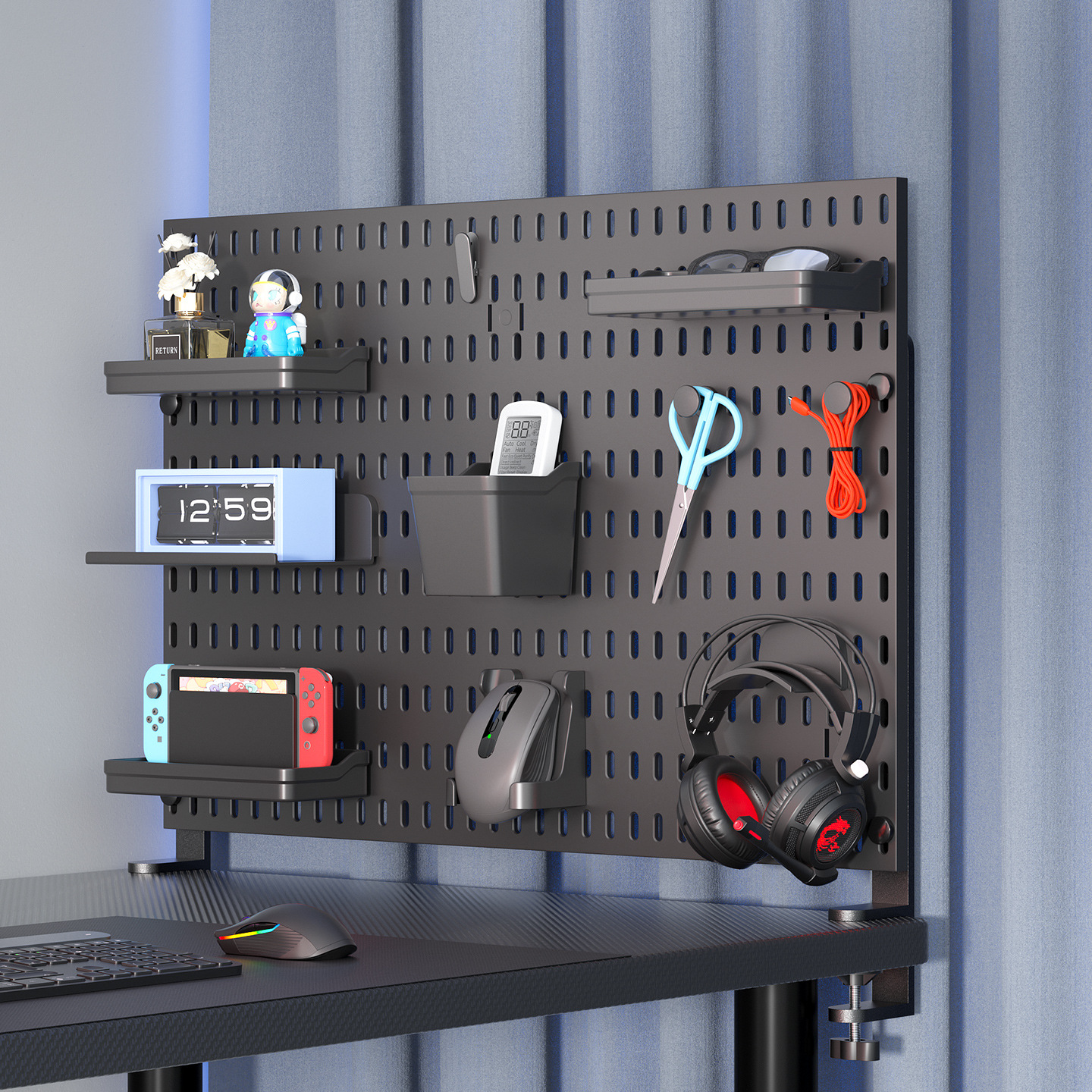 Desktop Perforated Board Office Workstation Transformation Tool Clip-On Standing Partition Workstation Decorative Display Storage Rack